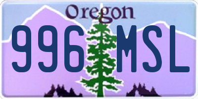 OR license plate 996MSL