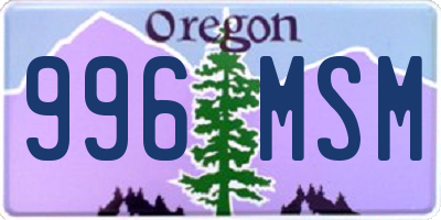 OR license plate 996MSM