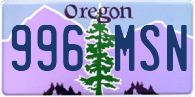 OR license plate 996MSN