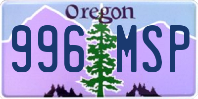 OR license plate 996MSP