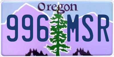 OR license plate 996MSR