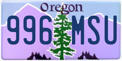 OR license plate 996MSU