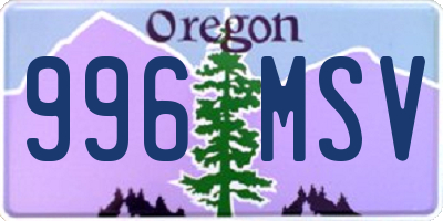 OR license plate 996MSV