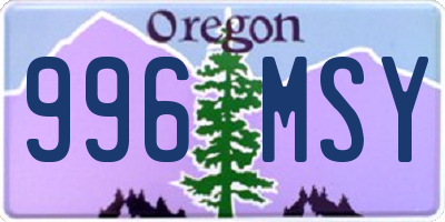 OR license plate 996MSY