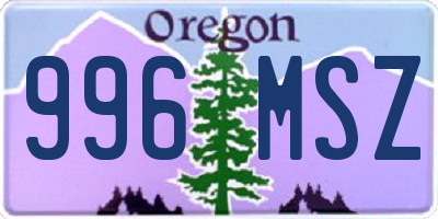 OR license plate 996MSZ