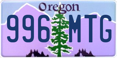 OR license plate 996MTG