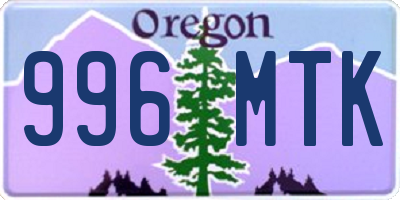 OR license plate 996MTK