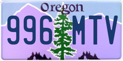 OR license plate 996MTV