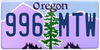 OR license plate 996MTW