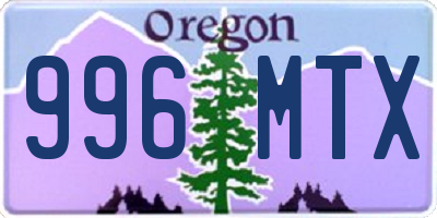 OR license plate 996MTX