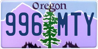 OR license plate 996MTY