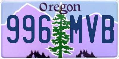 OR license plate 996MVB