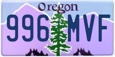 OR license plate 996MVF