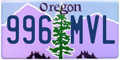 OR license plate 996MVL