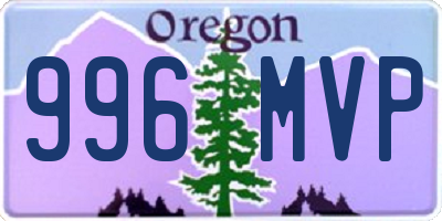 OR license plate 996MVP