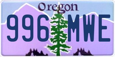 OR license plate 996MWE