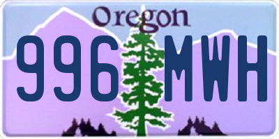 OR license plate 996MWH