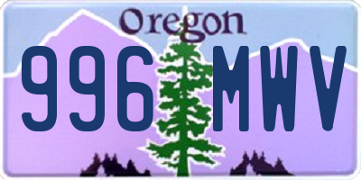 OR license plate 996MWV