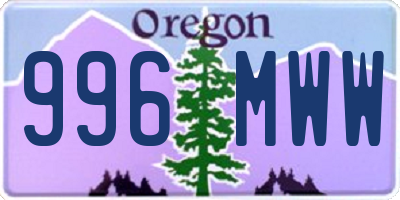 OR license plate 996MWW