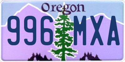 OR license plate 996MXA