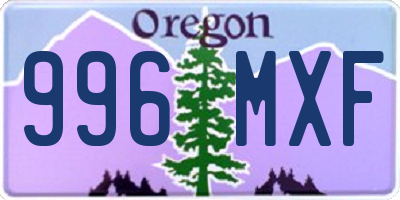 OR license plate 996MXF