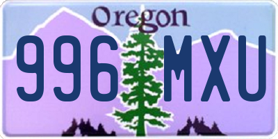 OR license plate 996MXU