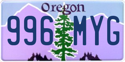 OR license plate 996MYG
