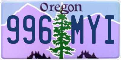 OR license plate 996MYI
