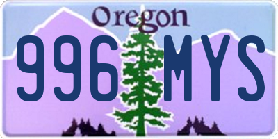 OR license plate 996MYS