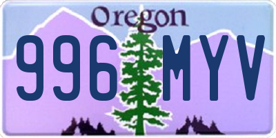 OR license plate 996MYV
