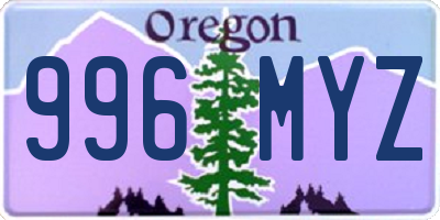 OR license plate 996MYZ