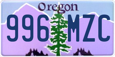 OR license plate 996MZC