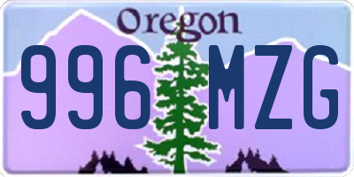 OR license plate 996MZG