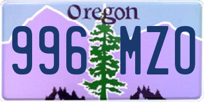 OR license plate 996MZO