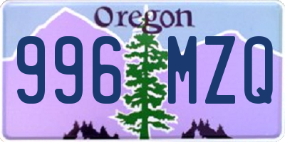 OR license plate 996MZQ