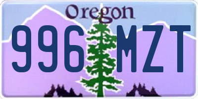 OR license plate 996MZT