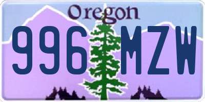 OR license plate 996MZW