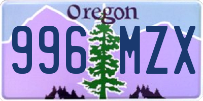 OR license plate 996MZX