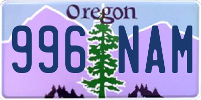 OR license plate 996NAM