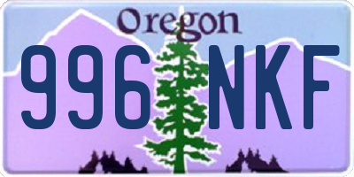 OR license plate 996NKF