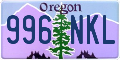 OR license plate 996NKL