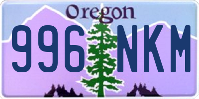 OR license plate 996NKM