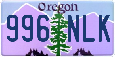 OR license plate 996NLK