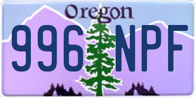 OR license plate 996NPF