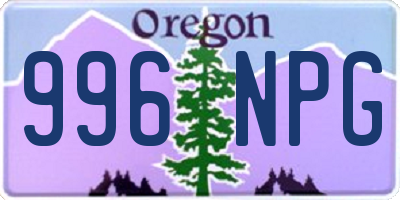 OR license plate 996NPG