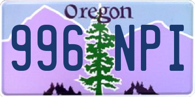 OR license plate 996NPI