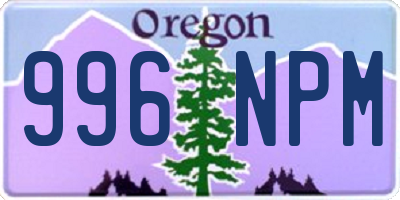OR license plate 996NPM