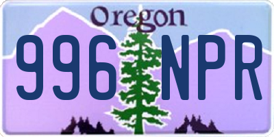 OR license plate 996NPR