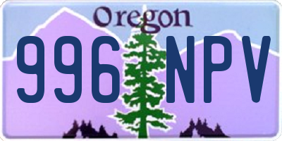 OR license plate 996NPV