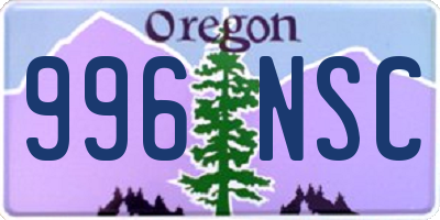 OR license plate 996NSC